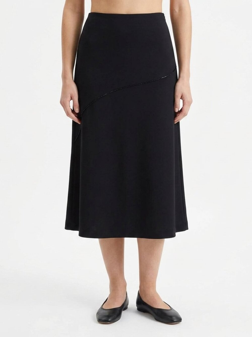 Bedo A-line Bead Embellished Crepe Midi Skirt- Sz. 3/XS